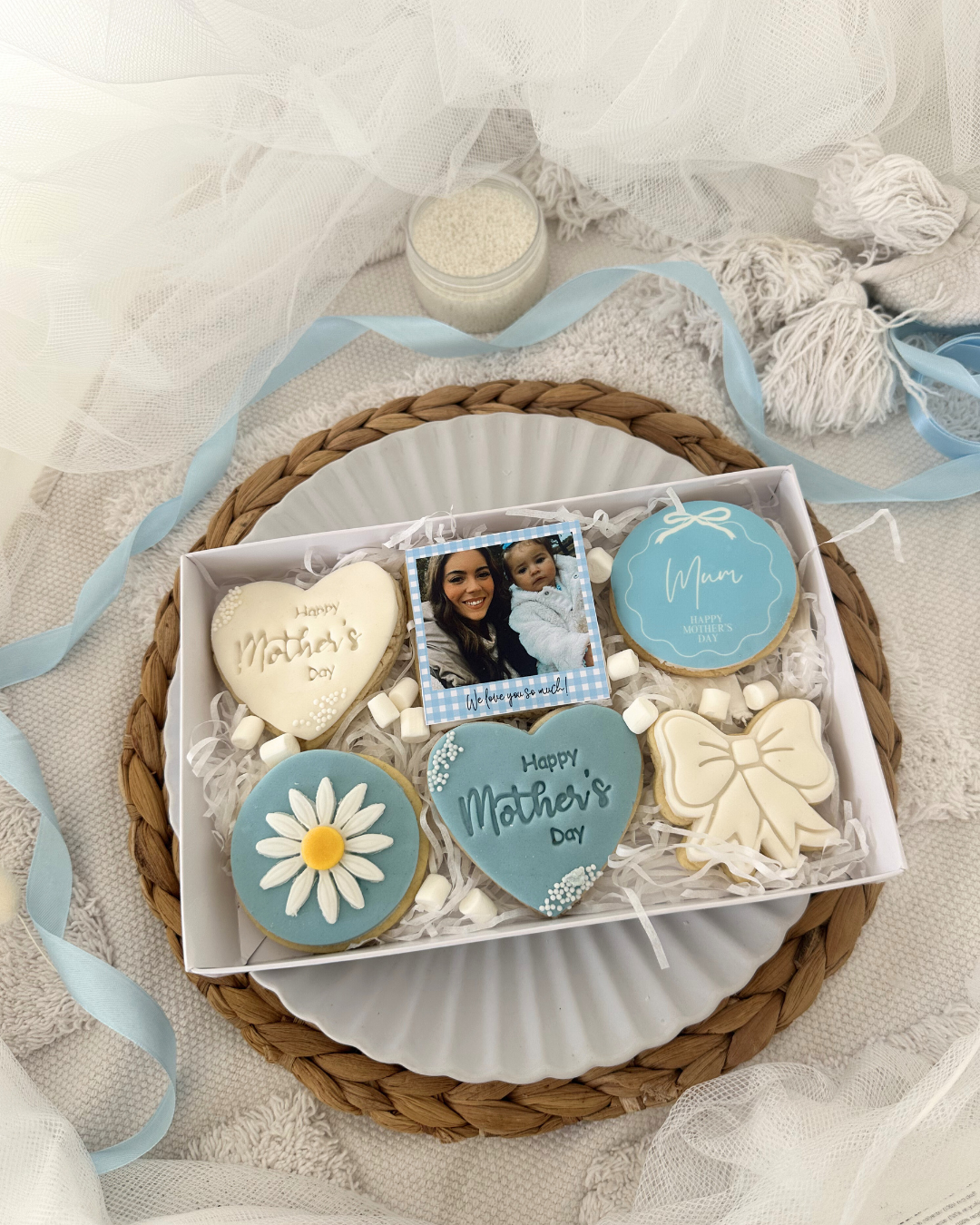 Mothers Day biscuits with polaroid photo biscuit