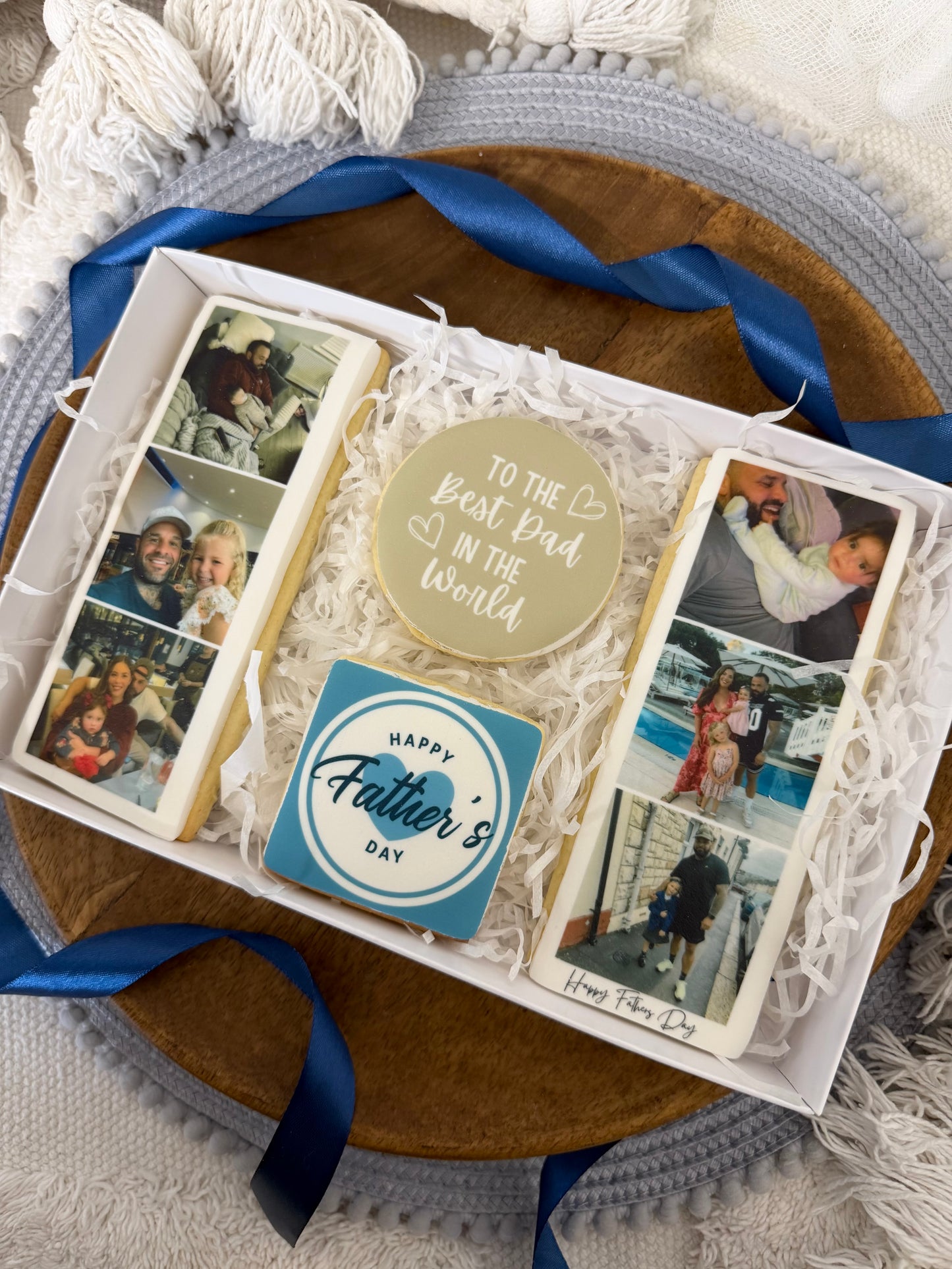 Best Dad in the world Personalised Photo Biscuits, Custom Fathers Day Gift Box (COLLECTION ONLY)