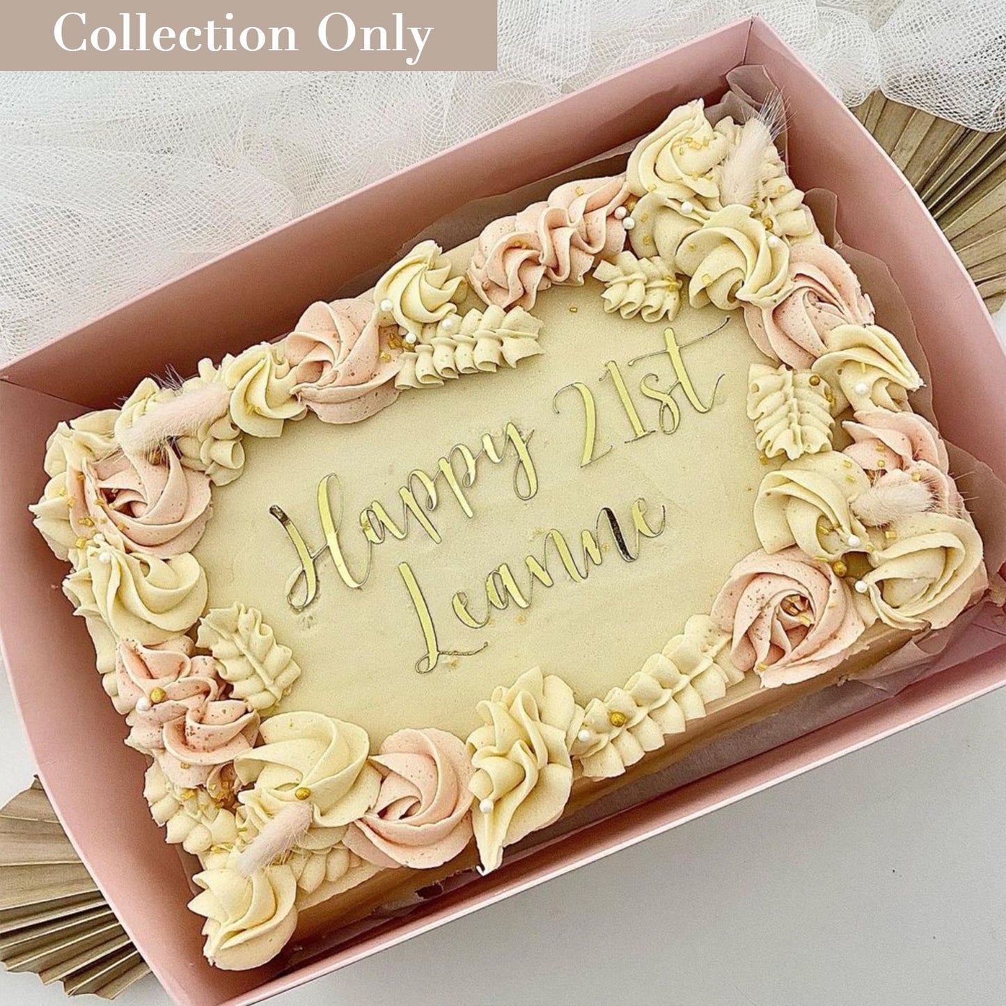 Pink/Cream Birthday Sheet Cake