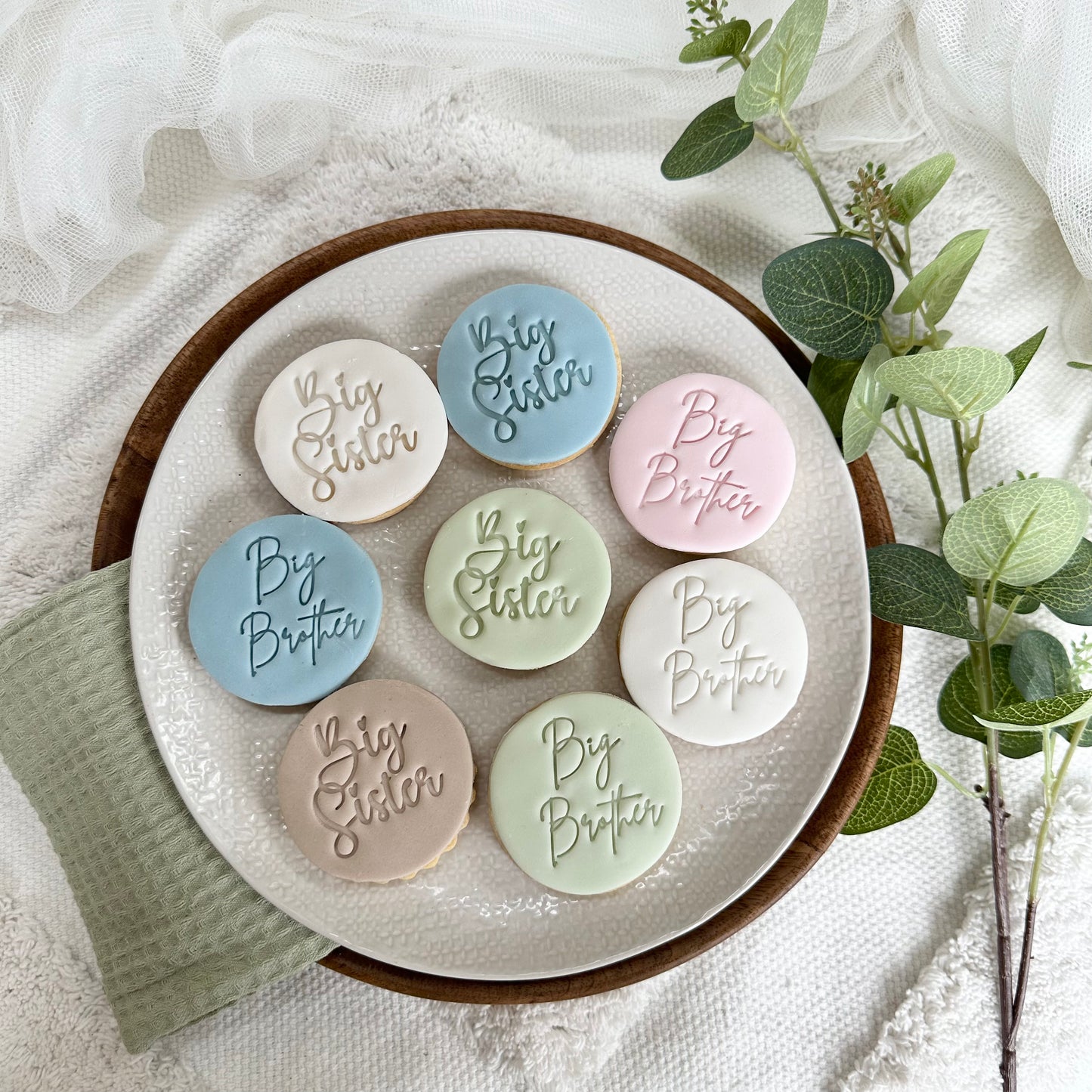 Big brother / big sister biscuits / Baby shower biscuits / new baby / oh baby / big sister big brother gift / pregnancy reveal