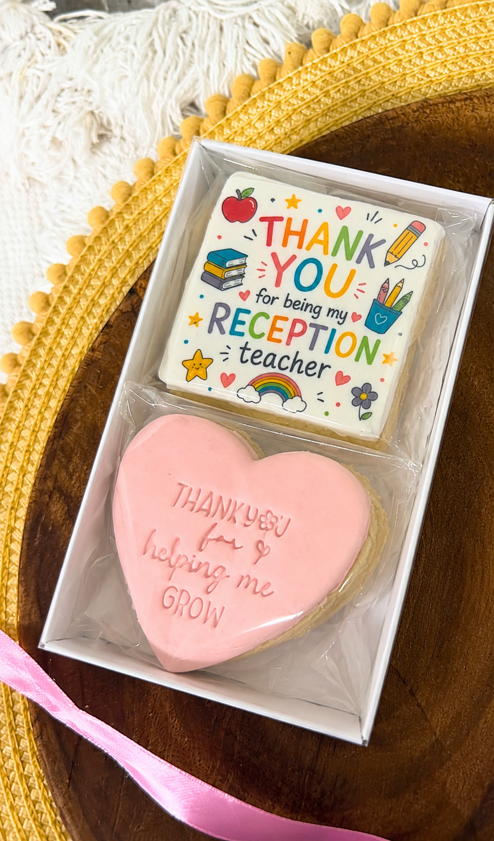 Thank you Teacher biscuits , Teacher gifts , personalised teacher presents box of 2
