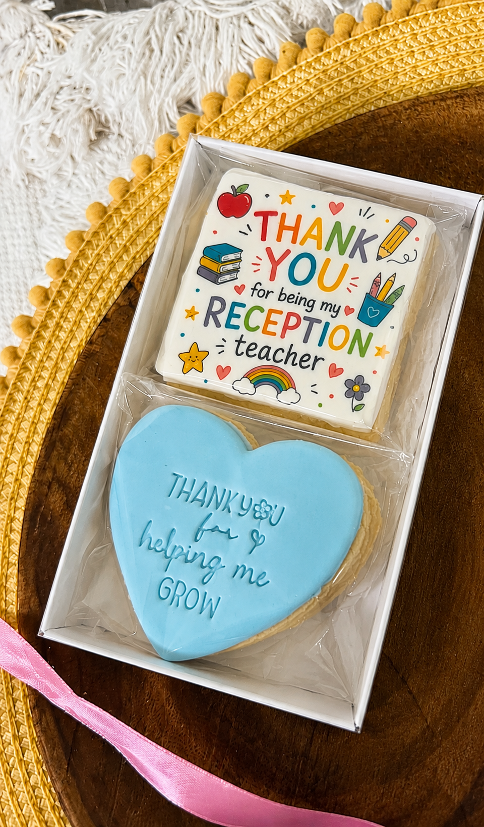 Thank you Teacher biscuits , Teacher gifts , personalised teacher presents box of 2