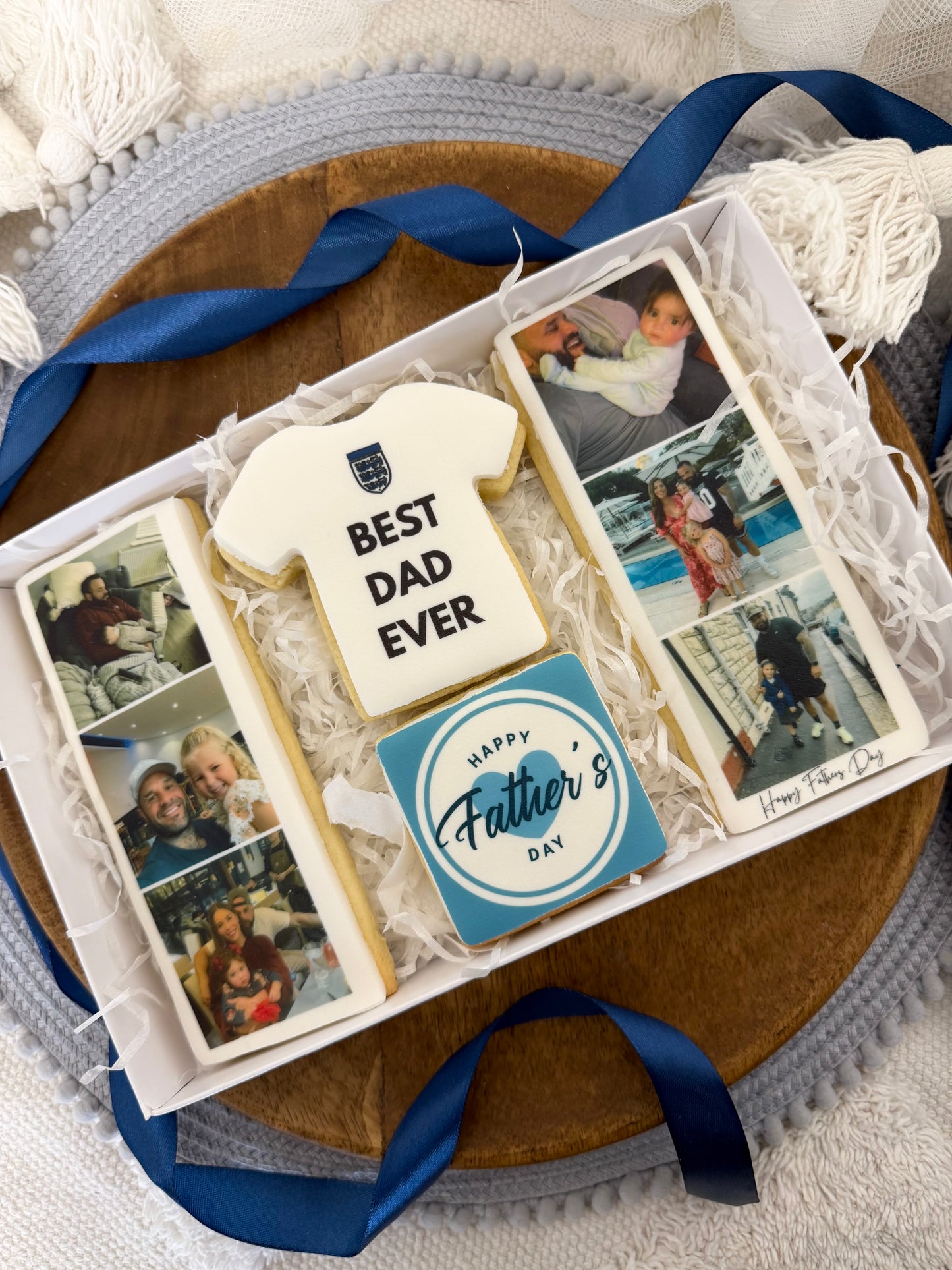 Personalised Photo Biscuits, Custom Fathers Day Gift Box for Grandad
