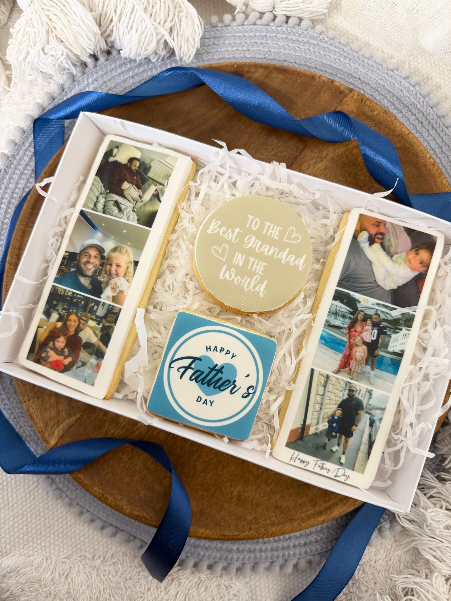 Personalised Photo Biscuits, Custom Fathers Day Gift Box for Grandad
