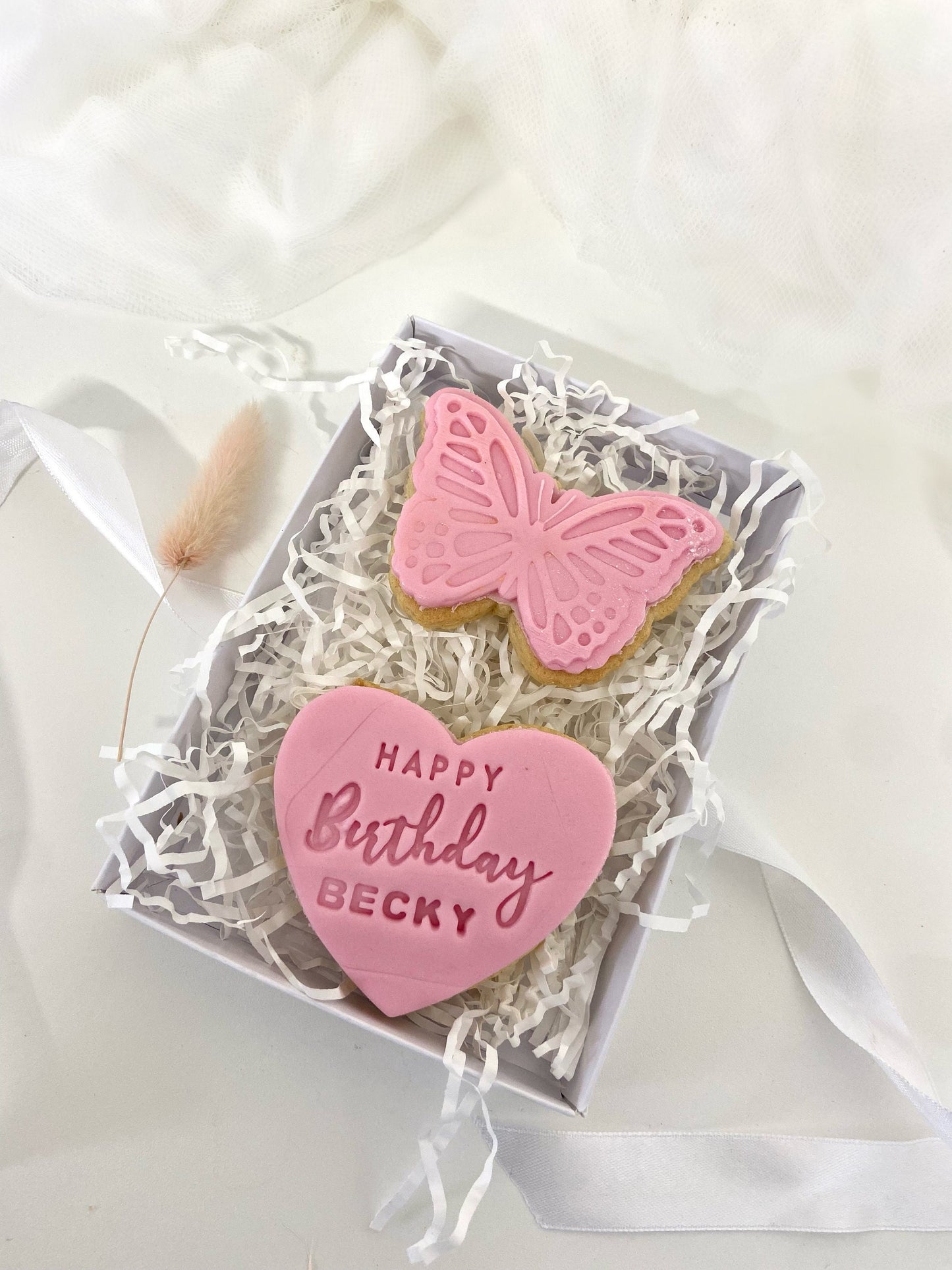 Happy birthday personalised fondant biscuits|small birthday gift|gift for her|butterfly biscuits|