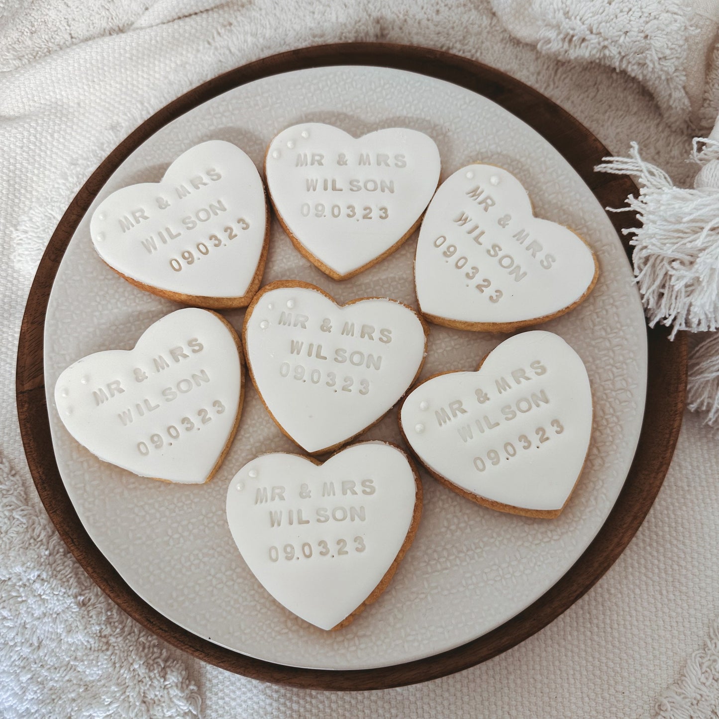 Sage Green Personalised Wedding favour biscuits with date|