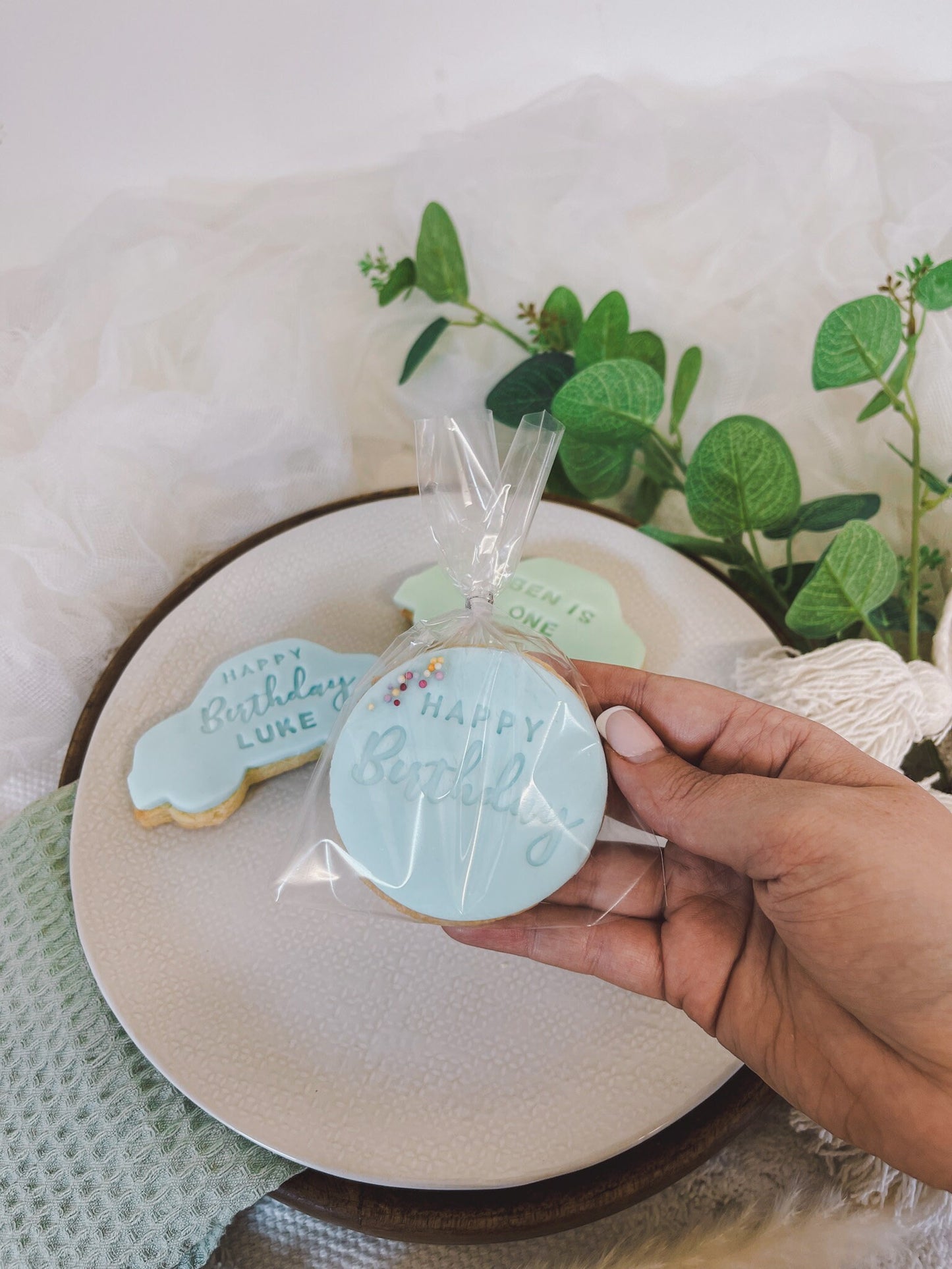 Happy birthday personalised fondant biscuits, boys birthday biscuits |