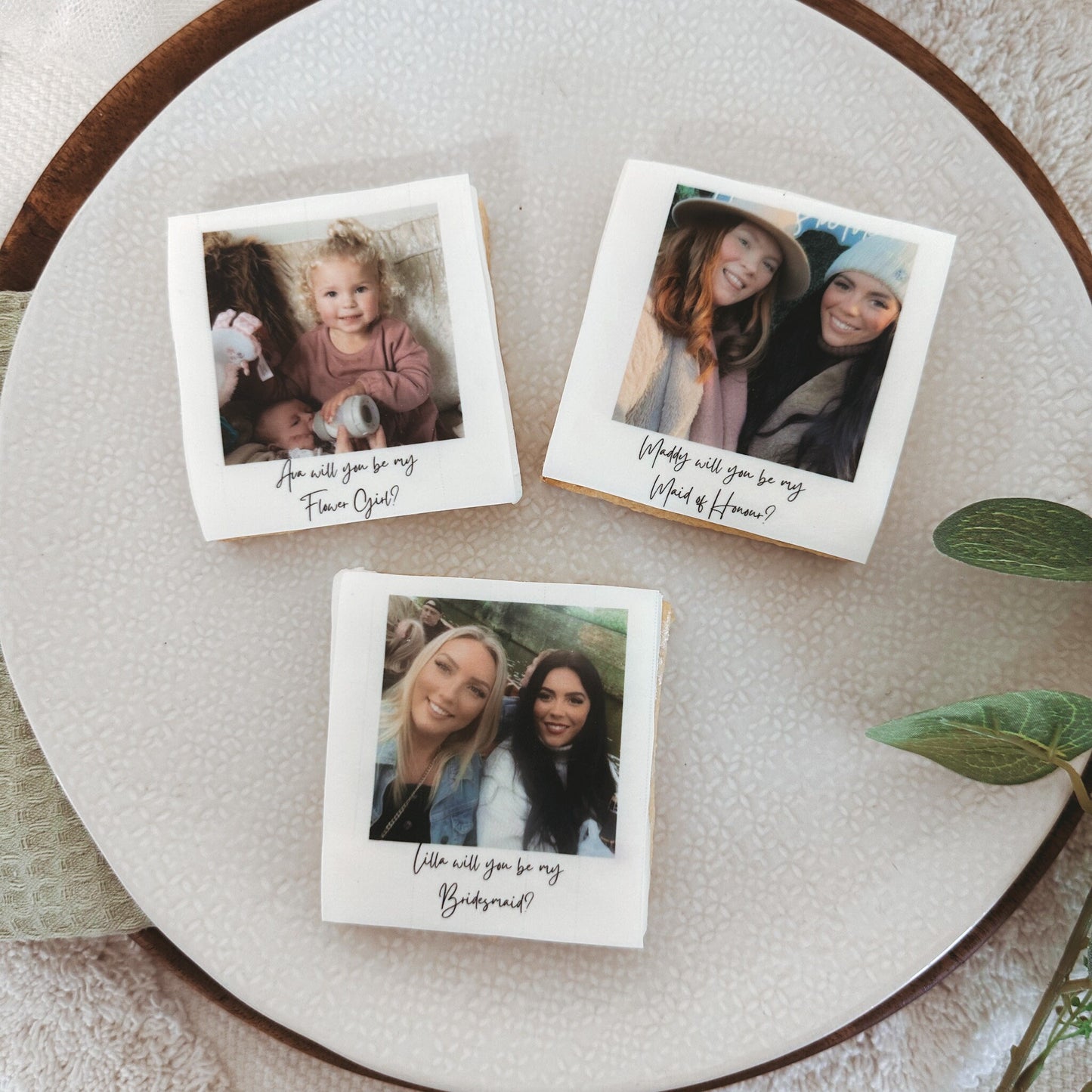 flower girl proposal biscuits| photo biscuits  |will you be my bridesmaid? |maid of honour| proposal biscuits