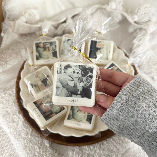 Personalised Polaroid photo biscuits /photo biscuits / cookies/ wedding gifts/ party favours