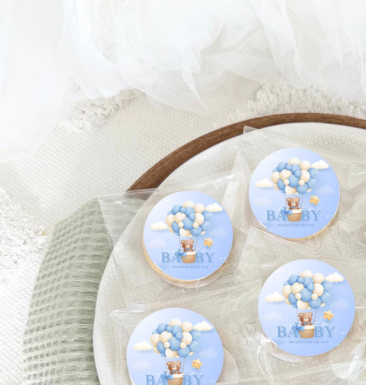 baby shower biscuits /baby boy biscuits/ oh baby biscuits / baby shower favours/ edible image biscuits