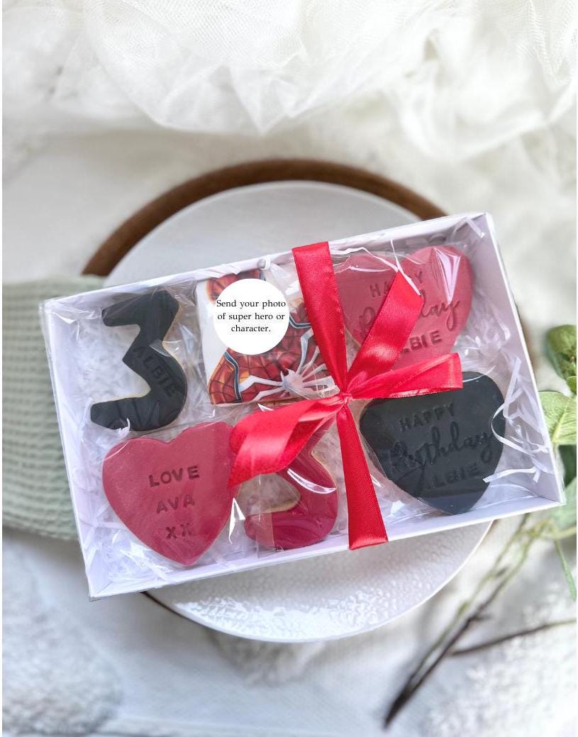 Personalised character biscuit box , super hero biscuits / Birthday biscuits , Princess biscuits , birthday |