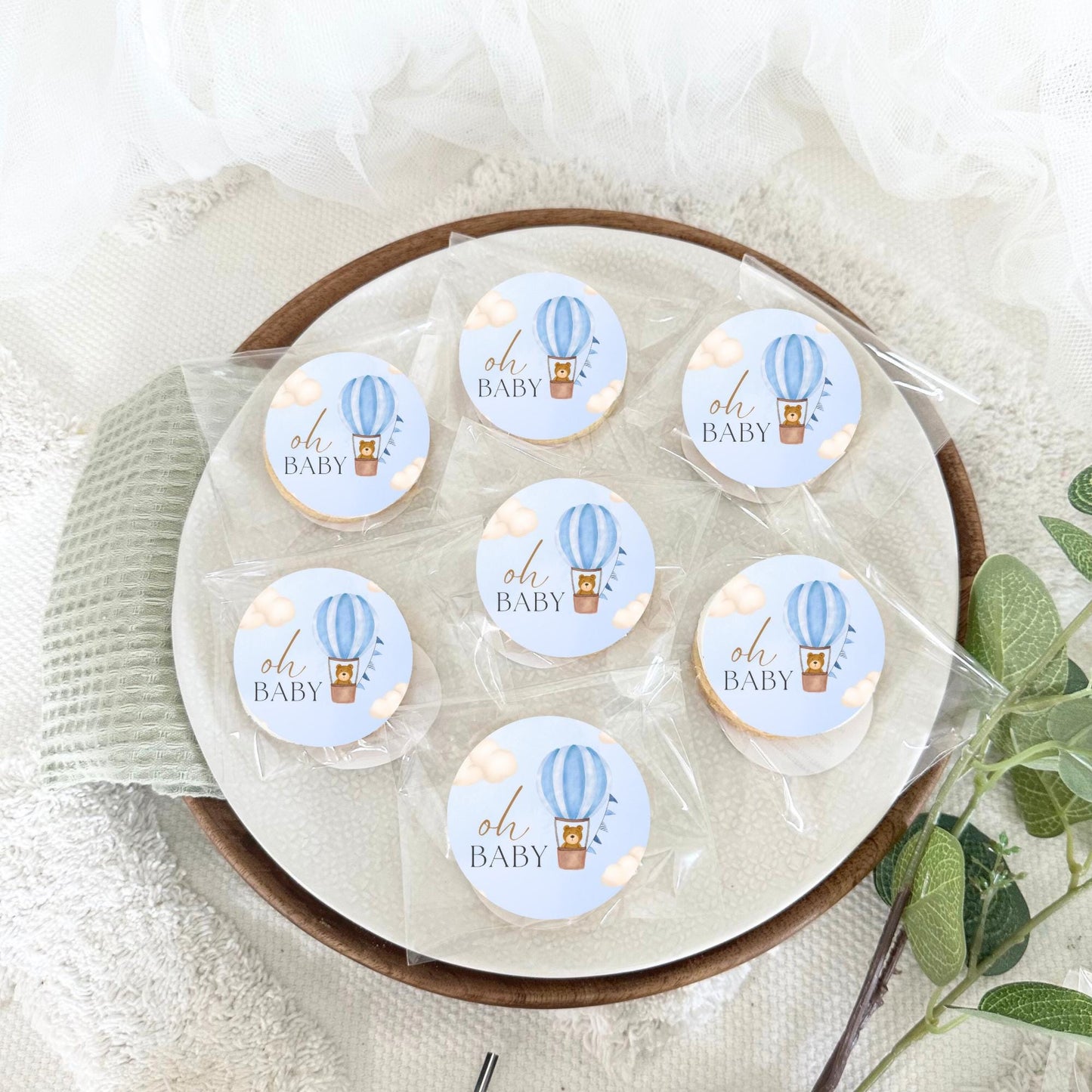 baby shower biscuits /baby boy biscuits/ oh baby biscuits / baby shower favours/ edible image biscuits