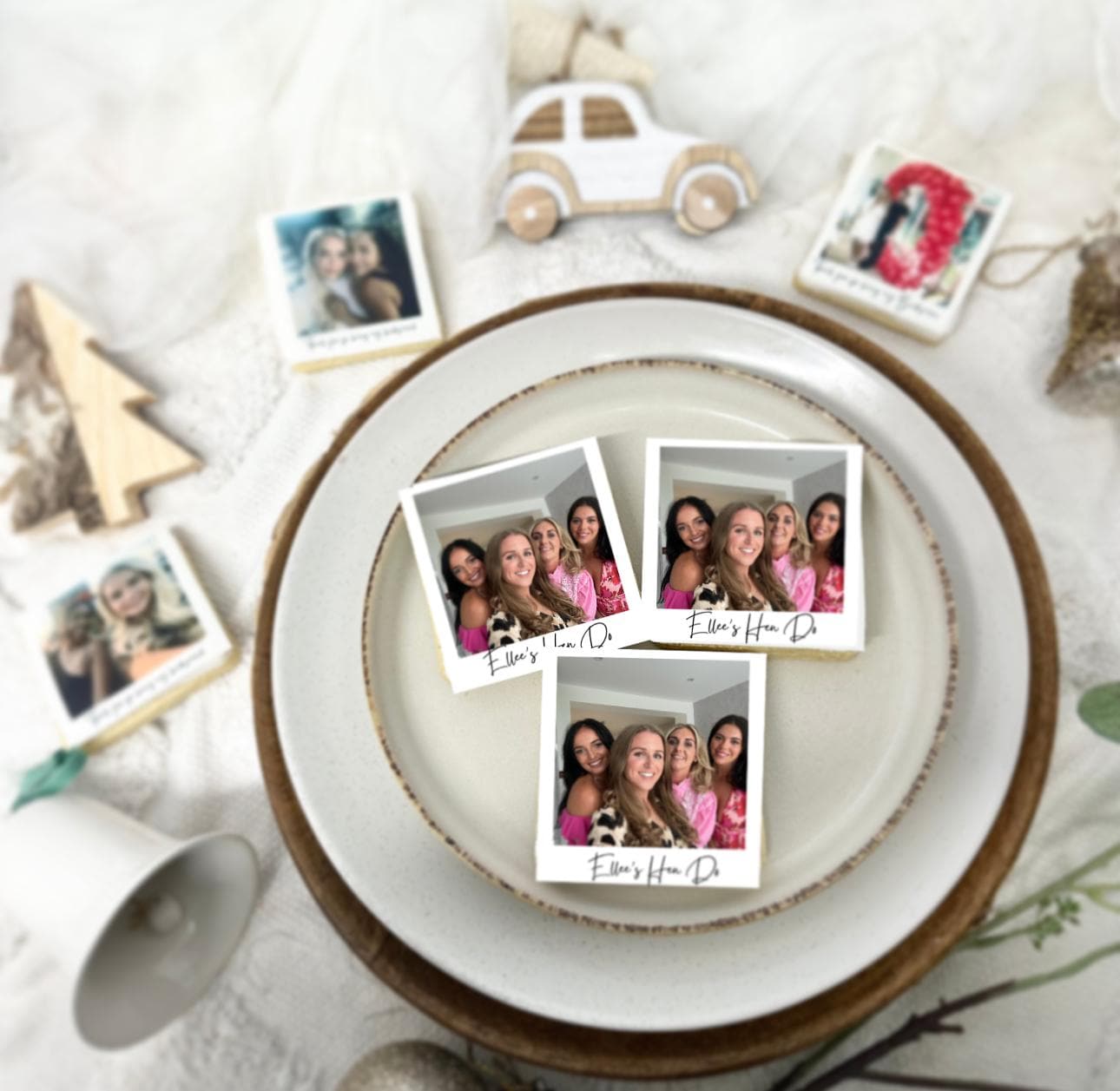 Personalised hen do Polaroid photo biscuits /photo biscuits / cookies/ wedding gifts/ party favours
