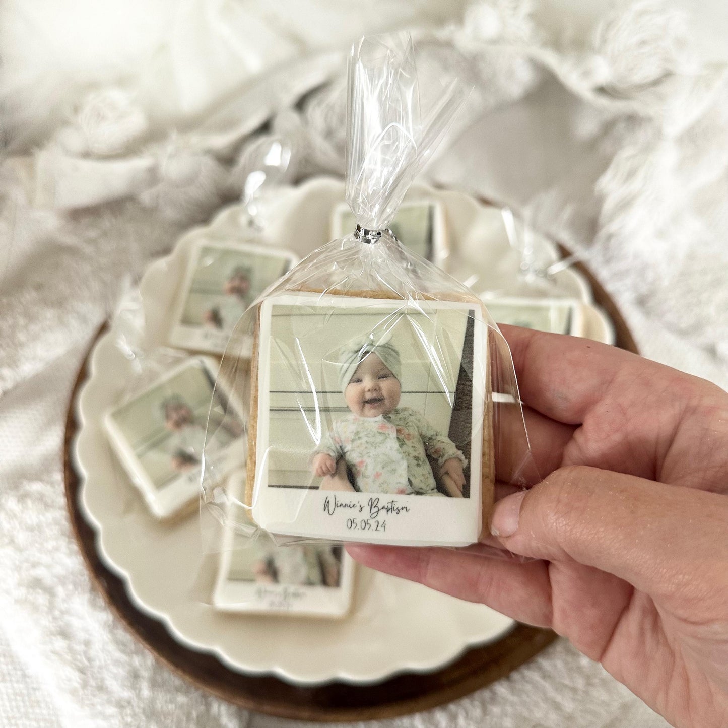 Personalised hen do Polaroid photo biscuits /photo biscuits / cookies/ wedding gifts/ party favours