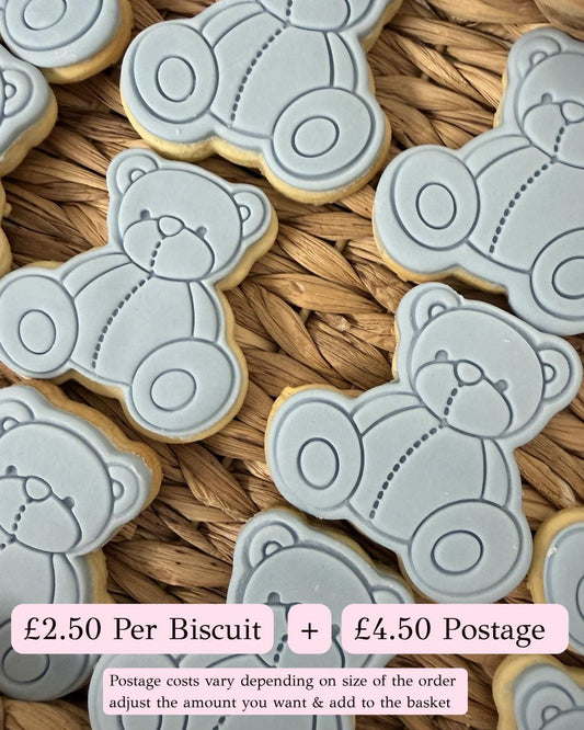 Teddy Bear Biscuits: Baby Shower, New Baby, We Can Bearly Wait Party Favors