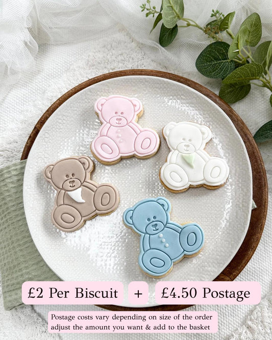 Teddy Bear Biscuits: Baby Shower, New Baby, We Can Bearly Wait Party Favors