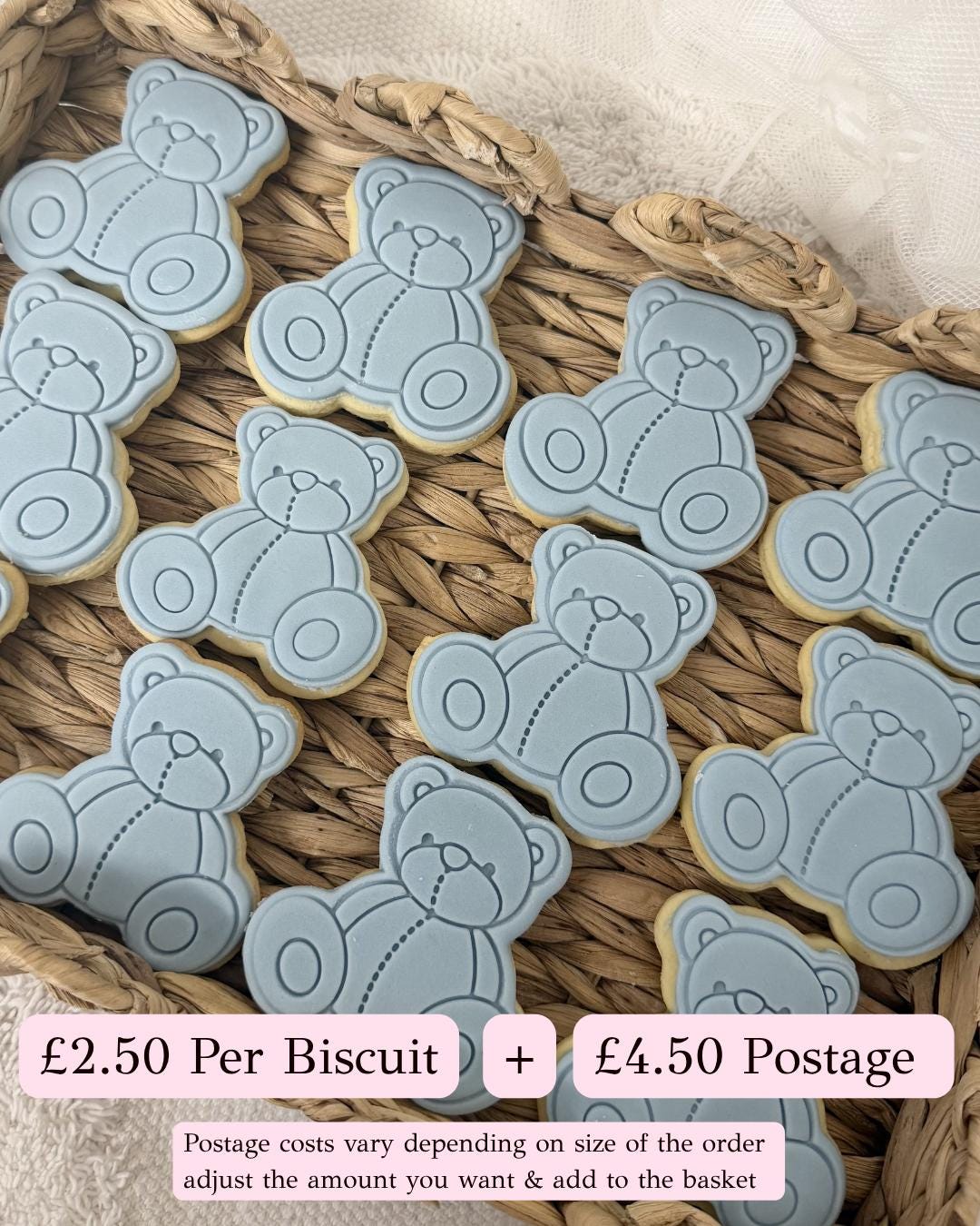 Teddy Bear Biscuits: Baby Shower, New Baby, We Can Bearly Wait Party Favors