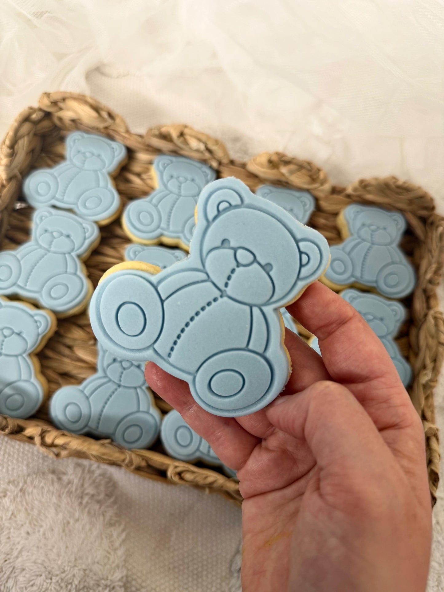 Teddy Bear Biscuits: Baby Shower, New Baby, We Can Bearly Wait Party Favors