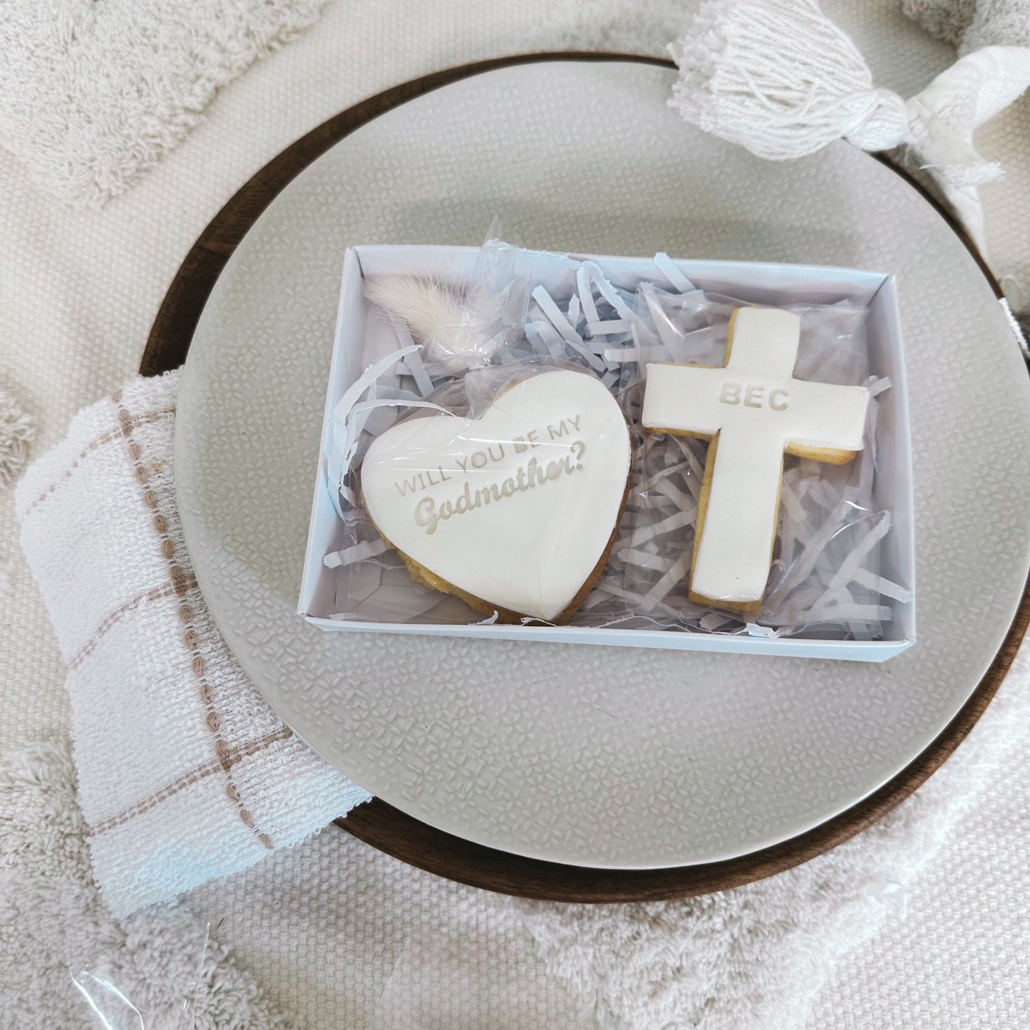 Godmother| Proposal|Handmade|Personalised||Iced Biscuits|Cookies|Letterbox| Postal|Gift|will you be my godmother?| godfather