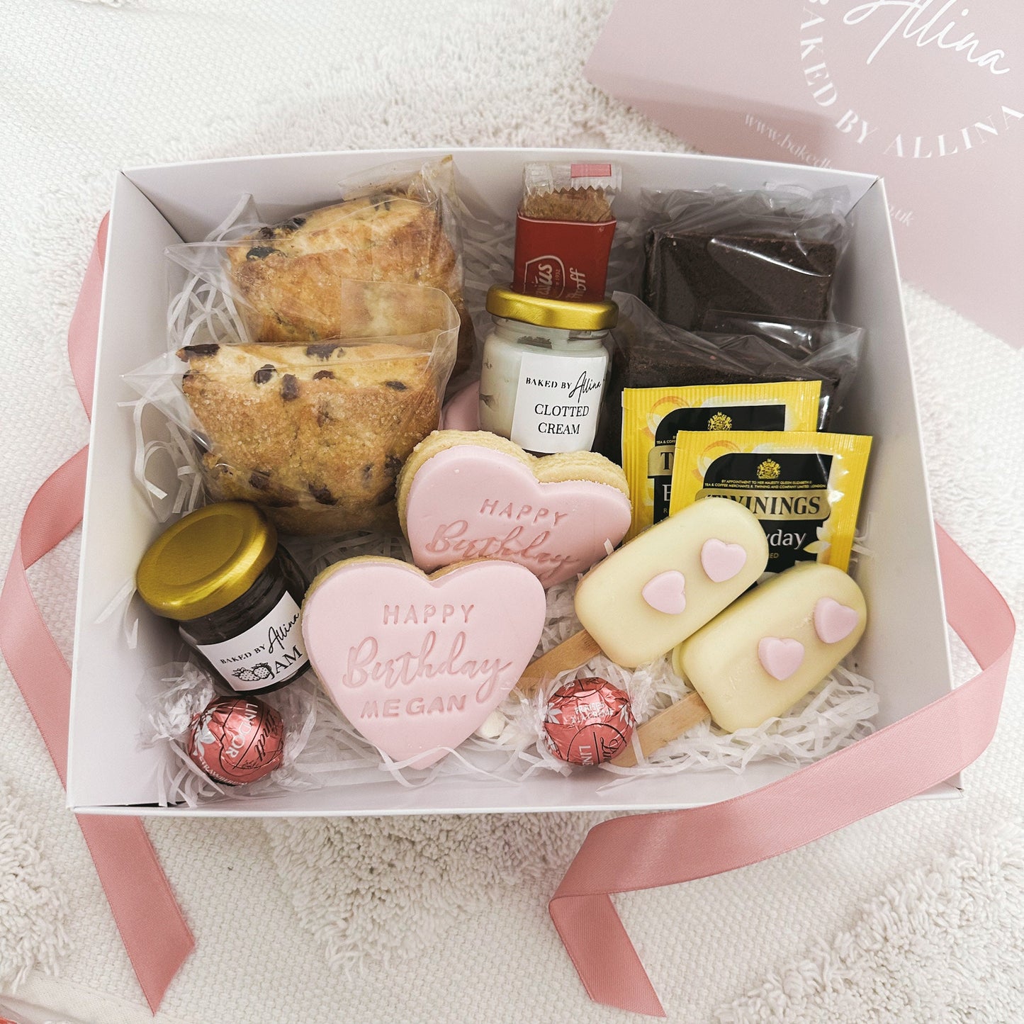 happy birthday afternoon tea hamper / Home made /Personalised Biscuits / Birthday / Brownie Hamper/ Afternoon tea hamper /sick leave gift