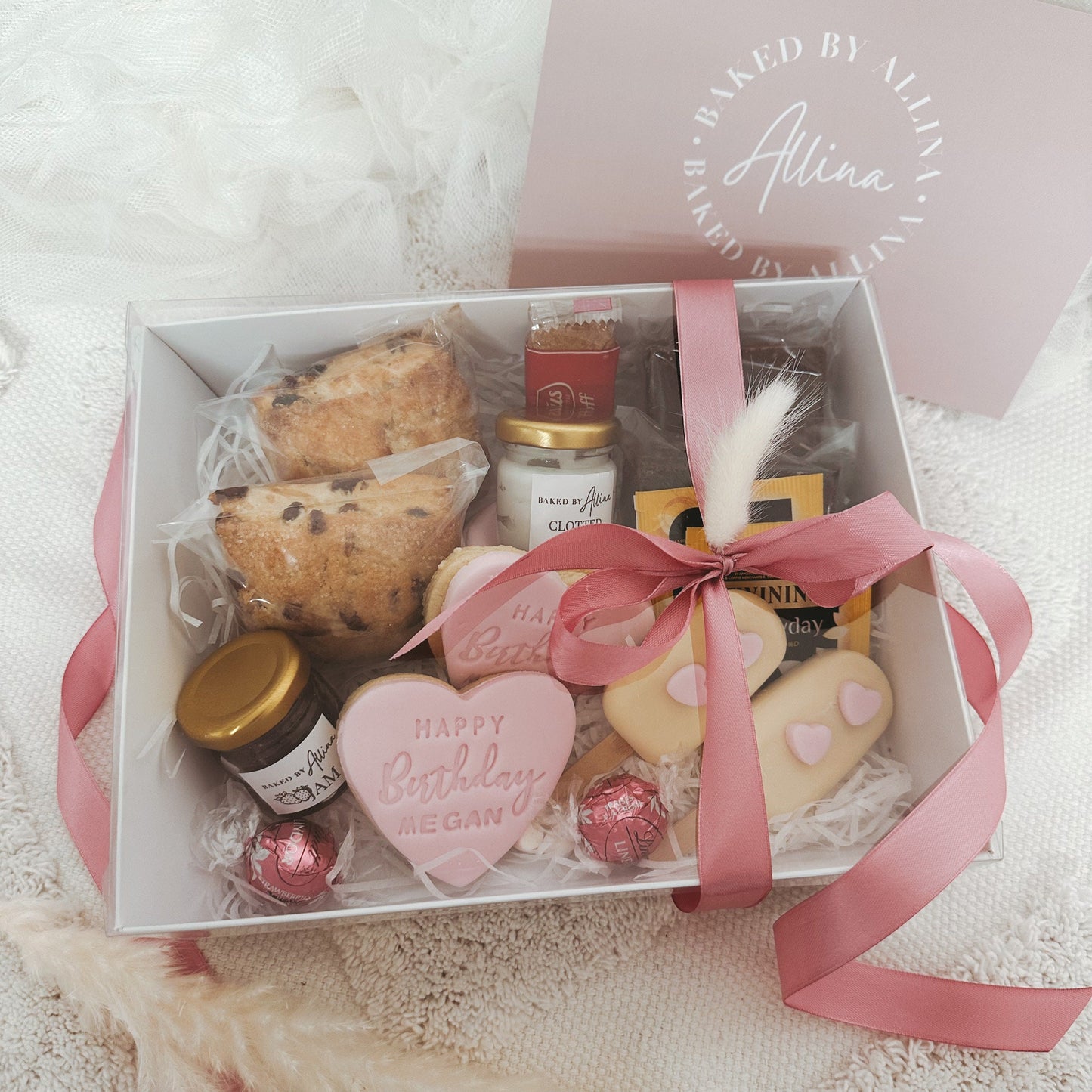happy birthday afternoon tea hamper / Home made /Personalised Biscuits / Birthday / Brownie Hamper/ Afternoon tea hamper /sick leave gift