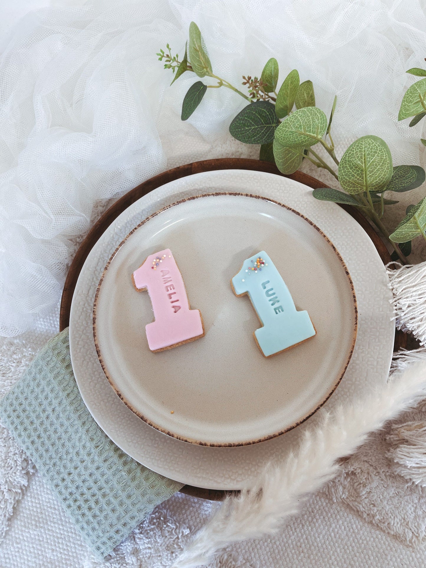 Personalised Number 1 shape biscuits , Birthday biscuits , baby shower, birthday party biscuit favours ,
