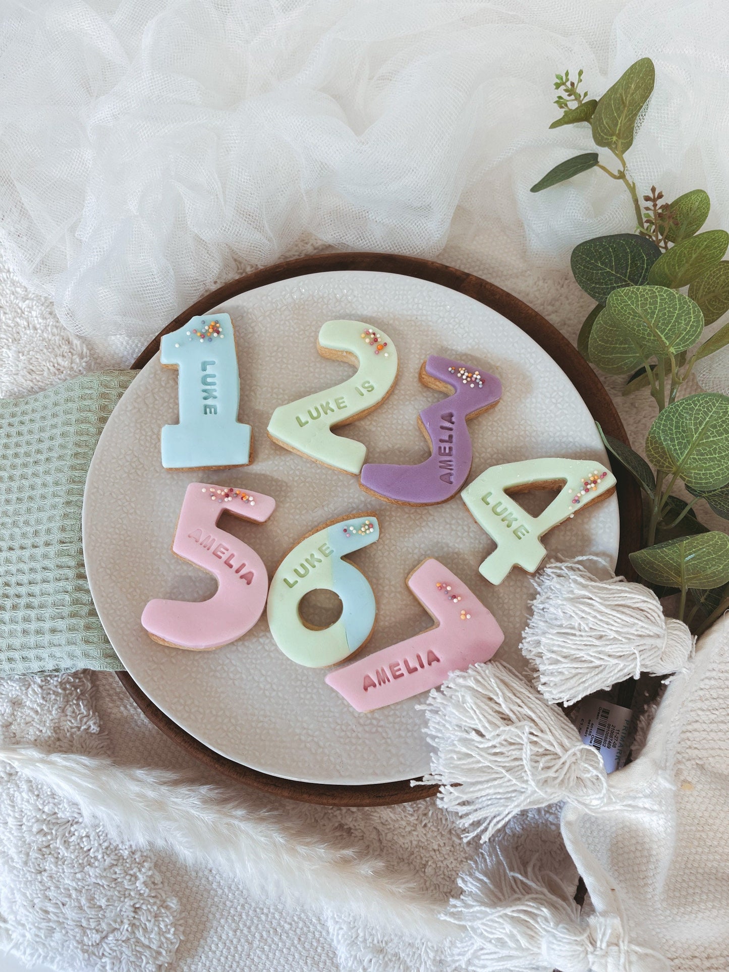 Personalised Number 1 shape biscuits , Birthday biscuits , baby shower, birthday party biscuit favours ,